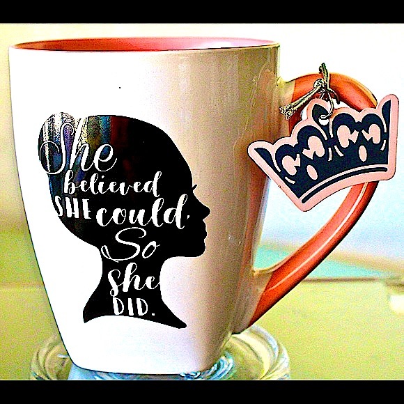 “SHE BELIEVED SHE COULD SO SHE DID” MUG CUP COFFEE CROSS - Picture 3 of 7
